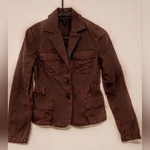 Chocolate Brown Blazer with 4 Pockets, Size XS, By Express, Tailored Fit